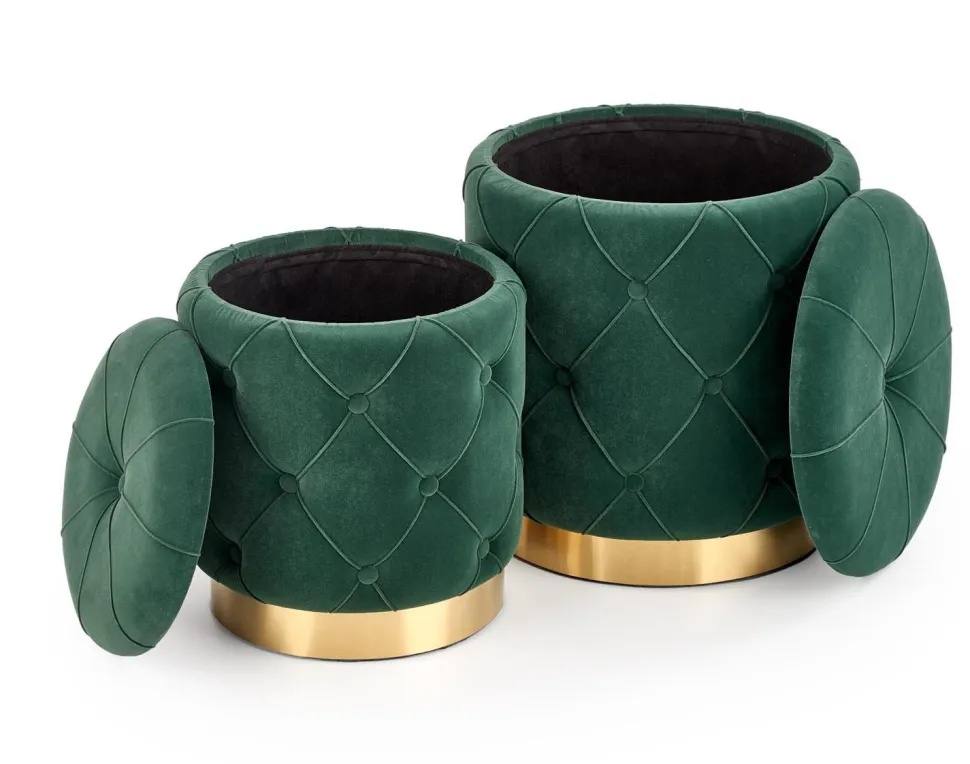 Zestaw 2 puf Grena ze schowkiem zielone