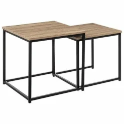 Zestaw 2 stolików Aliaj z efektem         naturalnego dębu