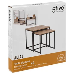 Zestaw 2 stolików Aliaj z efektem         naturalnego dębu