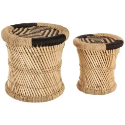 Zestaw 2 stolików Corde naturalne/czarne