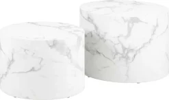 Zestaw 2 stolików Dice okrągłe marmur  biały