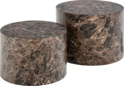 Zestaw 2 stolików Dice okrągłe marmur brązowy