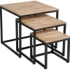 Zestaw 3 stolików Edena akacja/metal