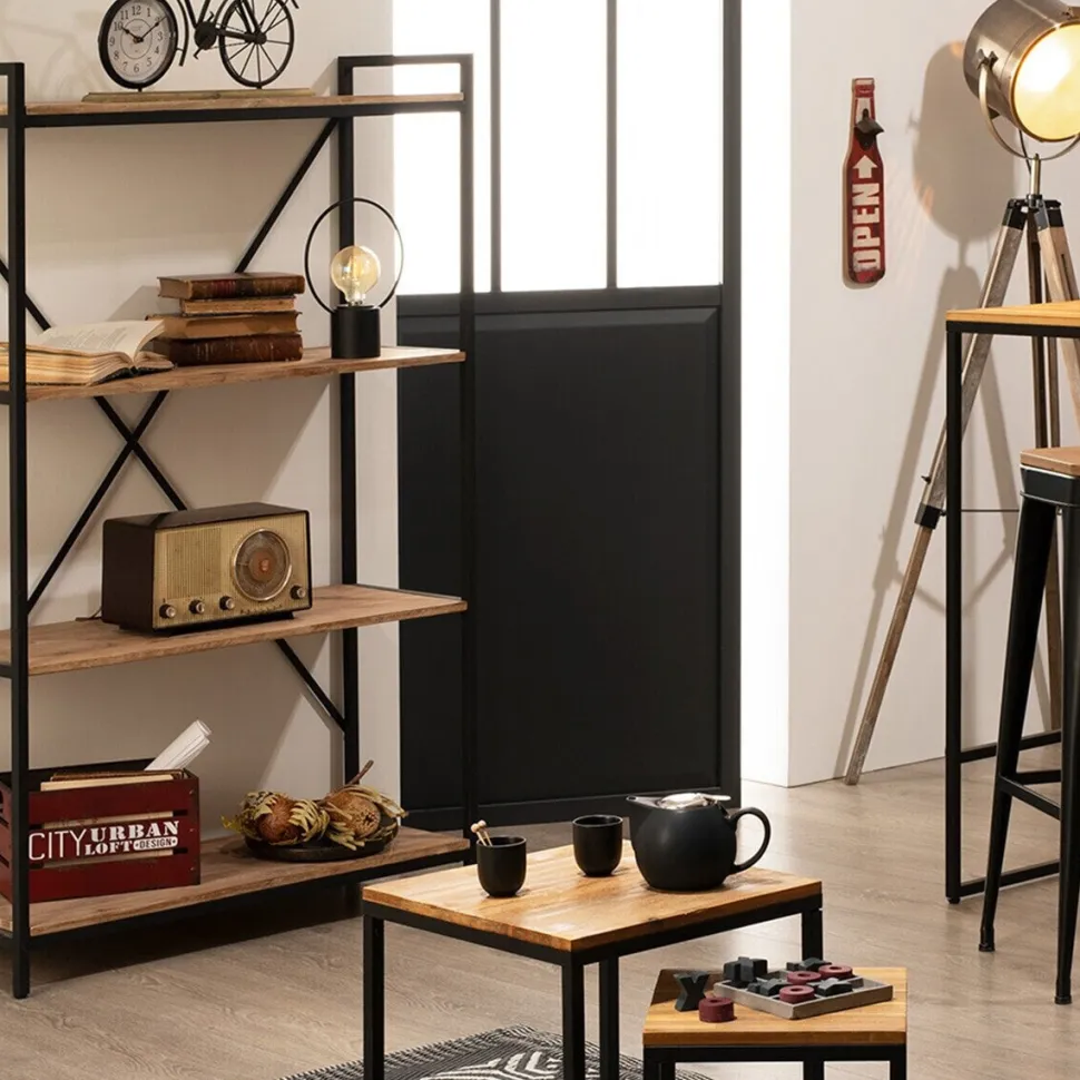 Zestaw 3 stolików Edena akacja/metal