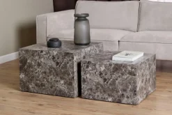 Zestaw 2 stolików kawowych Dice marmur brązowy