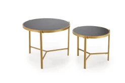 Zestaw 2 stolików kawowych Kalund czarny marmur/złoty