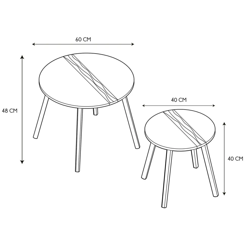Zestaw 2 stolików kawowych Paraiba czarny/naturalny