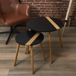 Zestaw 2 stolików kawowych Paraiba czarny/naturalny
