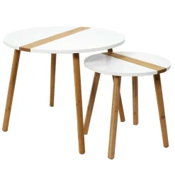 Zestaw 2 stolików kawowych Paraiba biały/naturalny