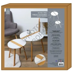 Zestaw 2 stolików kawowych Paraiba  biały/naturalny