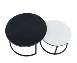 Zestaw 2 stolików kawowych Silas czarny/biały