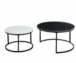 Zestaw 2 stolików kawowych Silas czarny/biały