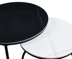 Zestaw 2 stolików kawowych Silas czarny/biały