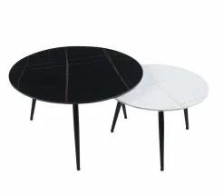 Zestaw 2 stolików kawowych Tifa beton czarny+biały