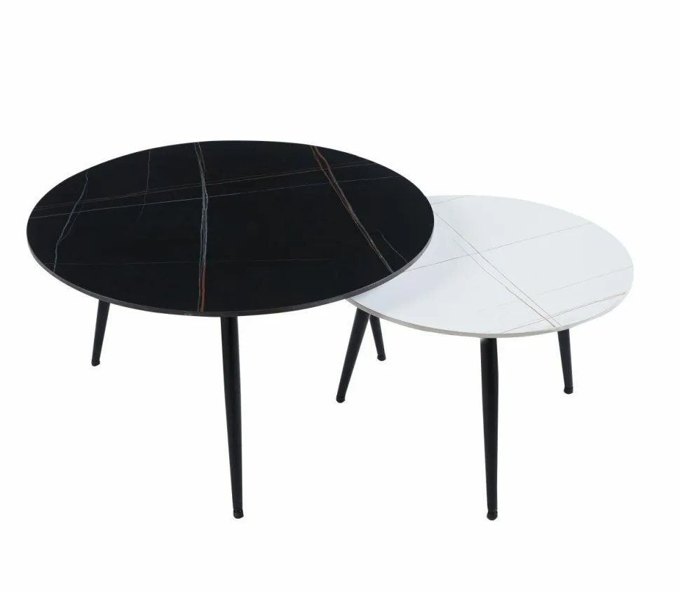Zestaw 2 stolików kawowych Tifa beton czarny+biały