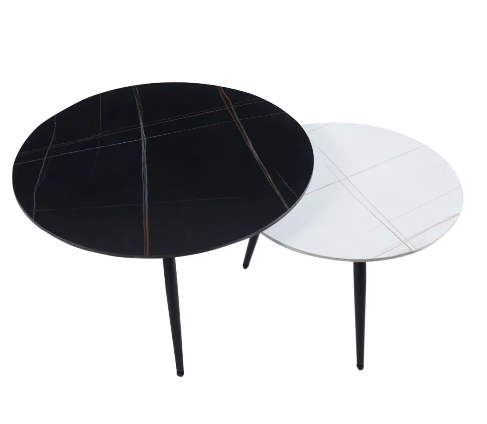 Zestaw 2 stolików kawowych Tifa beton czarny+biały