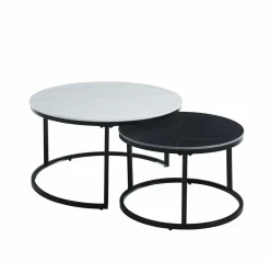 Zestaw 2 stolików kawowych Silas biały/czarny