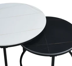 Zestaw 2 stolików kawowych Silas biały/czarny