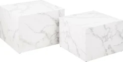 Zestaw 2 stolików kawowych Dice marmur biały