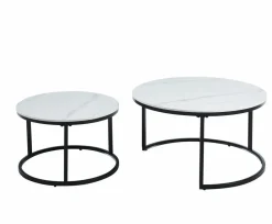 Zestaw 2 stolików kawowych Silas biały marmur
