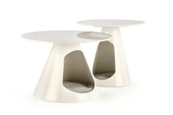 Zestaw 2 stolików Mae z legowiskiem dla zwierząt biały marmur/biały