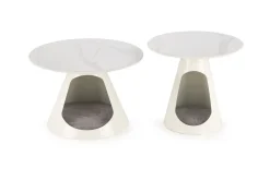 Zestaw 2 stolików Mae z legowiskiem dla zwierząt biały marmur/biały