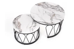 Zestaw 2 stolików Mimosa biały marmur /