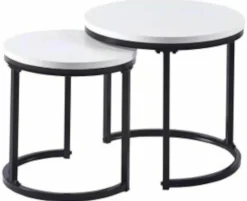 Zestaw 2 stolików Mirra białe/czarne