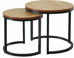 Zestaw 2 stolików Mirra naturalne/czarne
