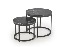 Zestaw 2 stolików Tabarka czarny marmur   / czarny