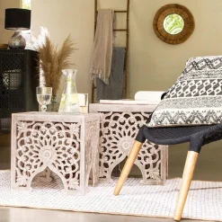 Zestaw 2 stolików Terre bielone