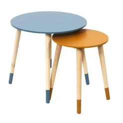 Zestaw 2 stolików Trundle niebieski  i pomarańczowy