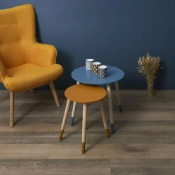 Zestaw 2 stolików Trundle niebieski  i pomarańczowy