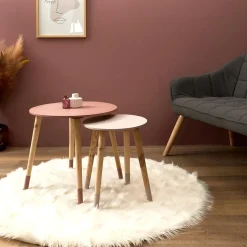Zestaw 2 stolików Trundle różowe