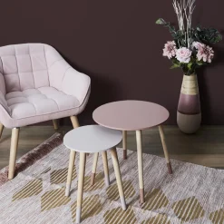 Zestaw 2 stolików Trundle różowe