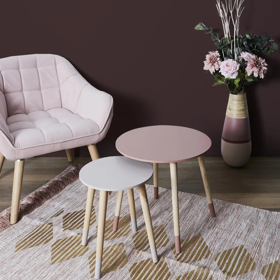 Zestaw 2 stolików Trundle różowe