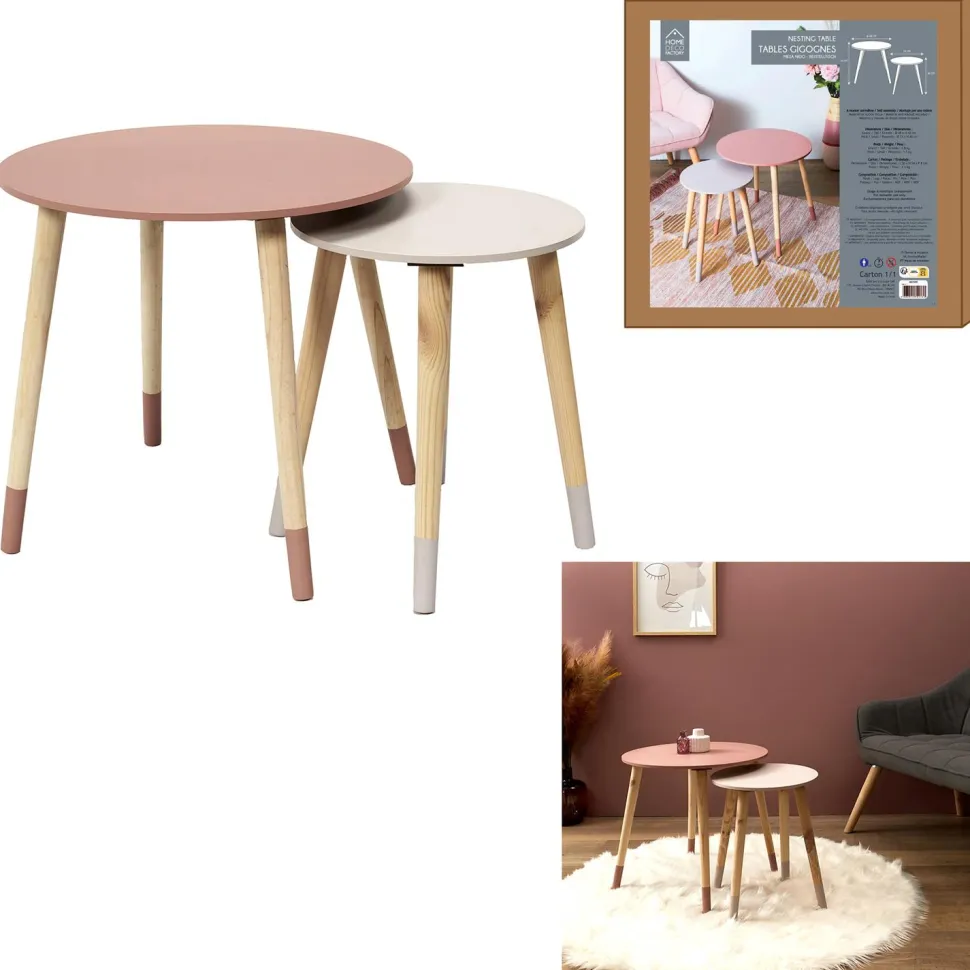Zestaw 2 stolików Trundle różowe