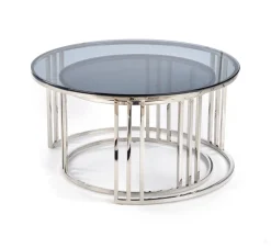 Zestaw 2 stolików Yasmine srebrny, szkło