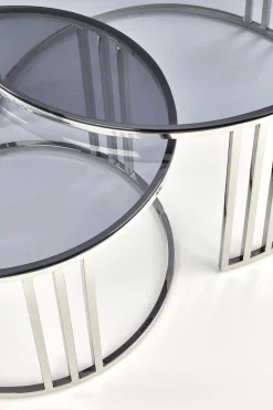 Zestaw 2 stolików Yasmine srebrny, szkło