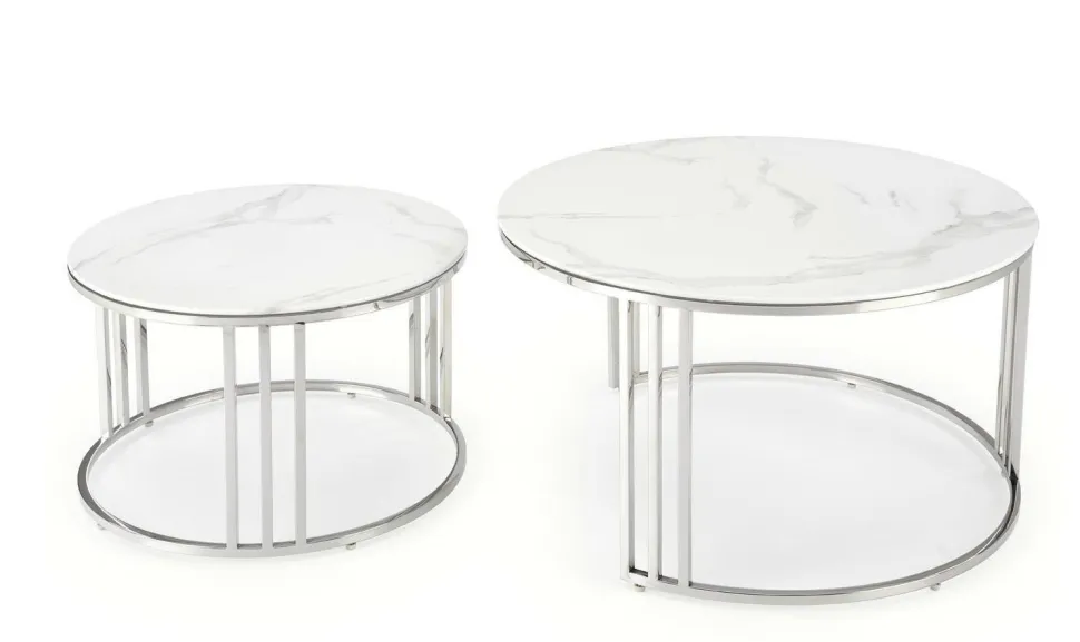 Zestaw 2 stolików Yasmine srebrny, szkło