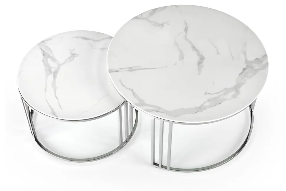 Zestaw 2 stolików Yasmine srebrny, szkło