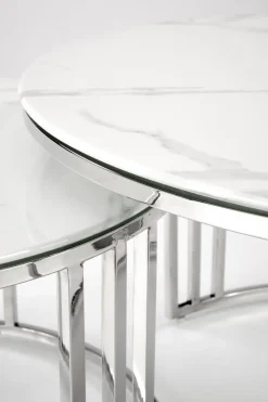 Zestaw 2 stolików Yasmine srebrny, szkło