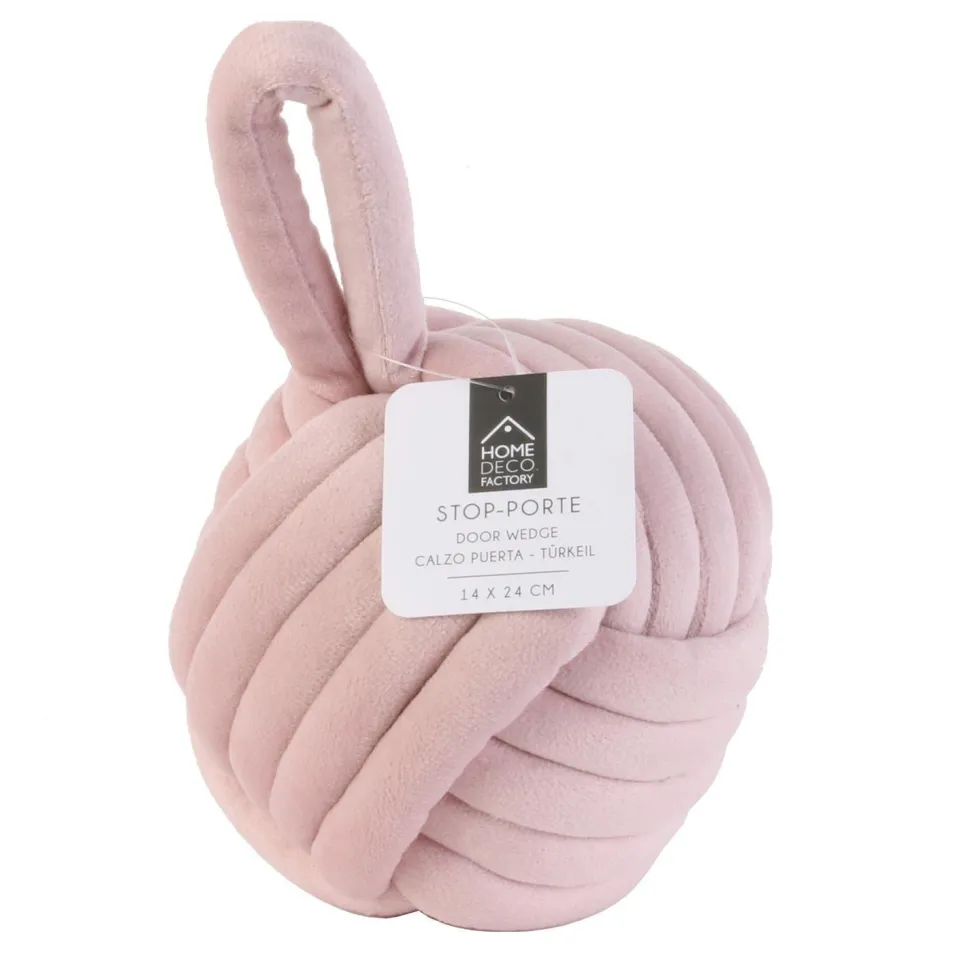 Zestaw dwóch stoperów do drzwi Yarn różowy i szary welwetowe