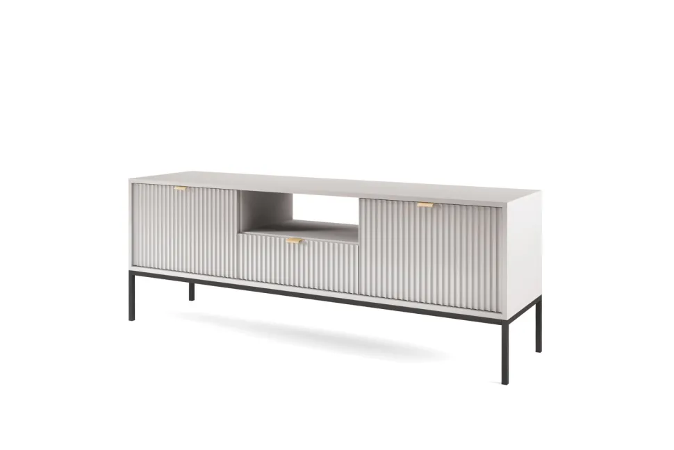 Zestaw mebli do salonu szary/czarny Delicious ryflowane fronty