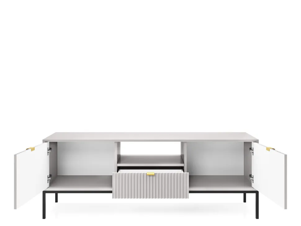 Zestaw mebli do salonu szary/czarny Delicious ryflowane fronty