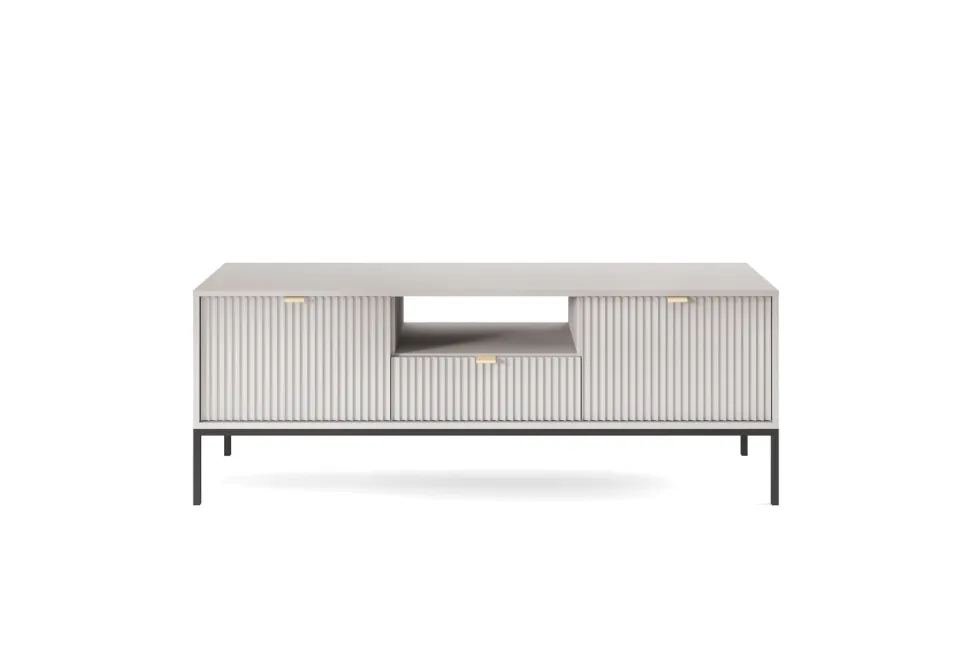 Zestaw mebli do salonu szary/czarny Delicious ryflowane fronty