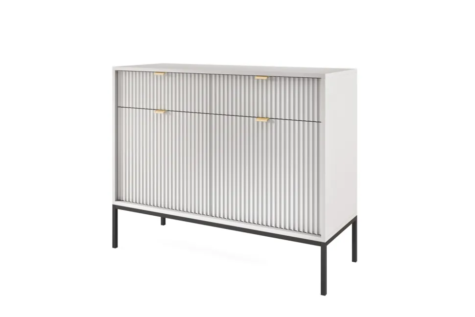 Zestaw mebli do salonu szary/czarny Delicious ryflowane fronty