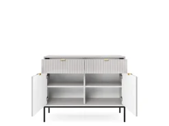 Zestaw mebli do salonu szary/czarny Delicious ryflowane fronty