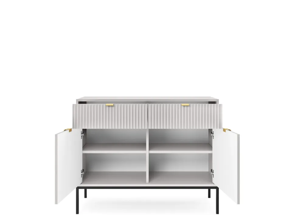 Zestaw mebli do salonu szary/czarny Delicious ryflowane fronty