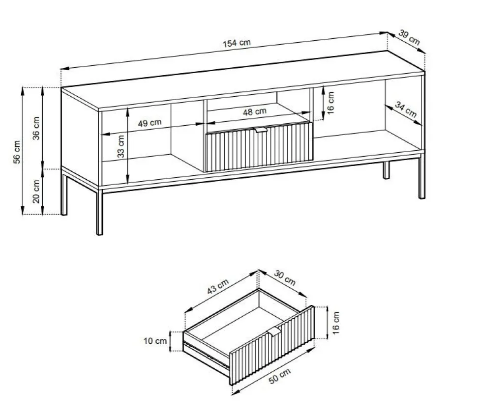 Zestaw mebli do salonu szary/czarny Delicious ryflowane fronty